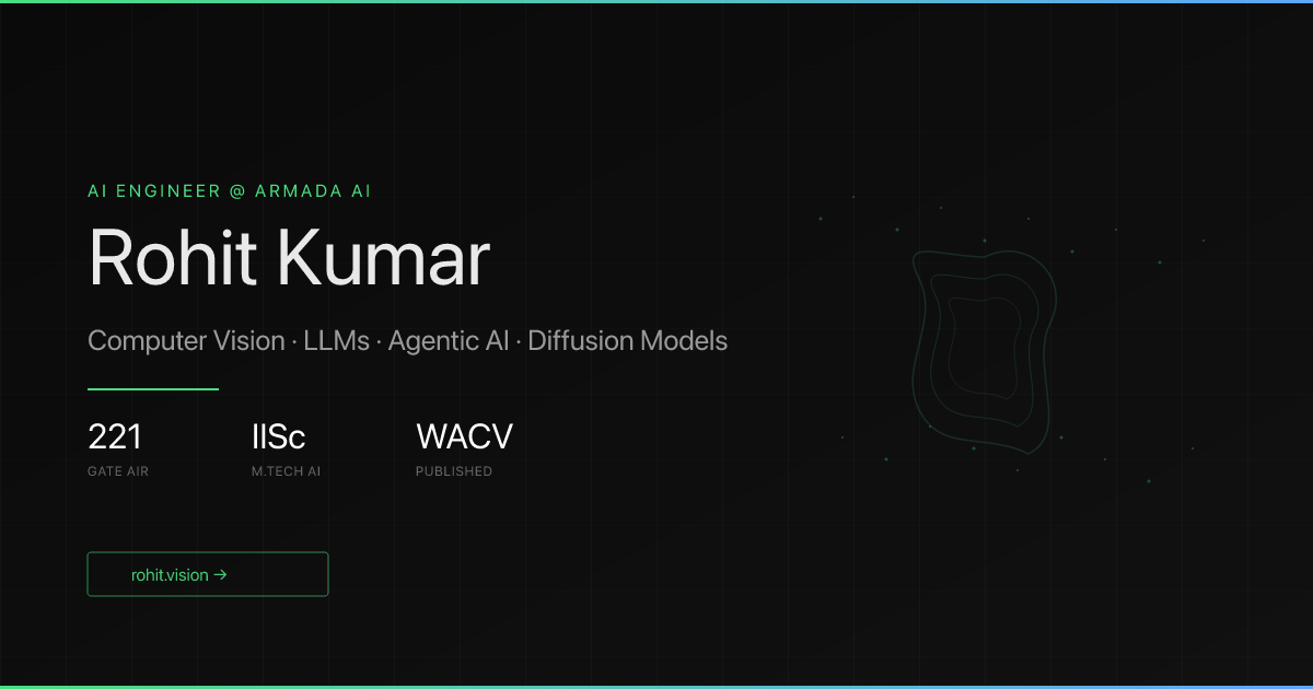 Rohit Kumar | AI Engineer - Computer Vision, LLMs & Agentic AI